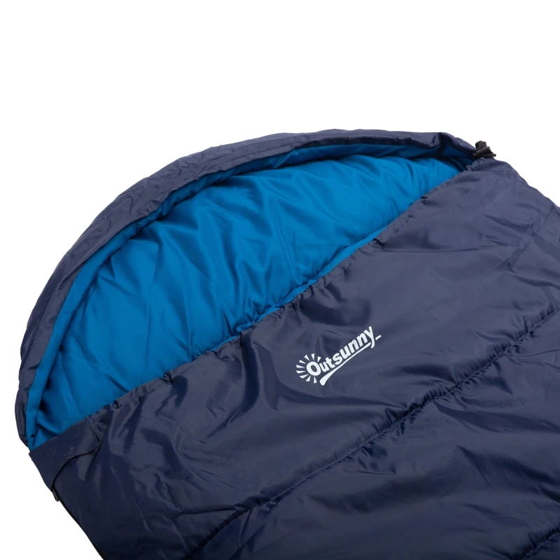 Outsunny Single Mummy Sleeping Bag Envelope Sleeping Bag 3 Season for Adults Warm Lightweight for Camping Hiking Outdoor, Blue, 210 x 75 x 5 cm