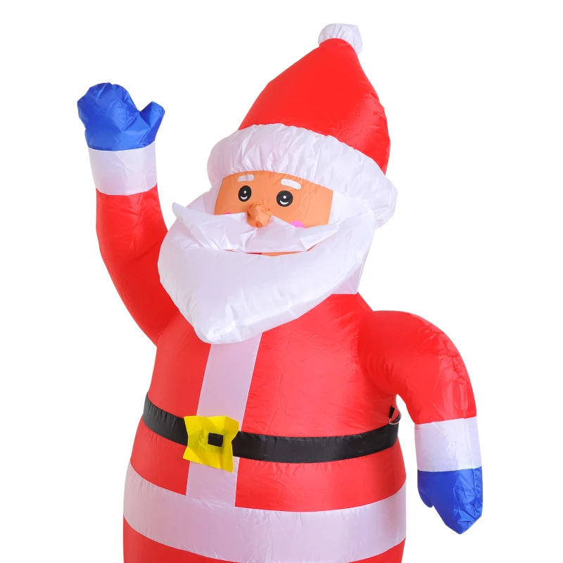 HOMCOM 6Ft Inflatable Santa Claus Decoration, W/LED lights, Polyester Fabric-Multicolour