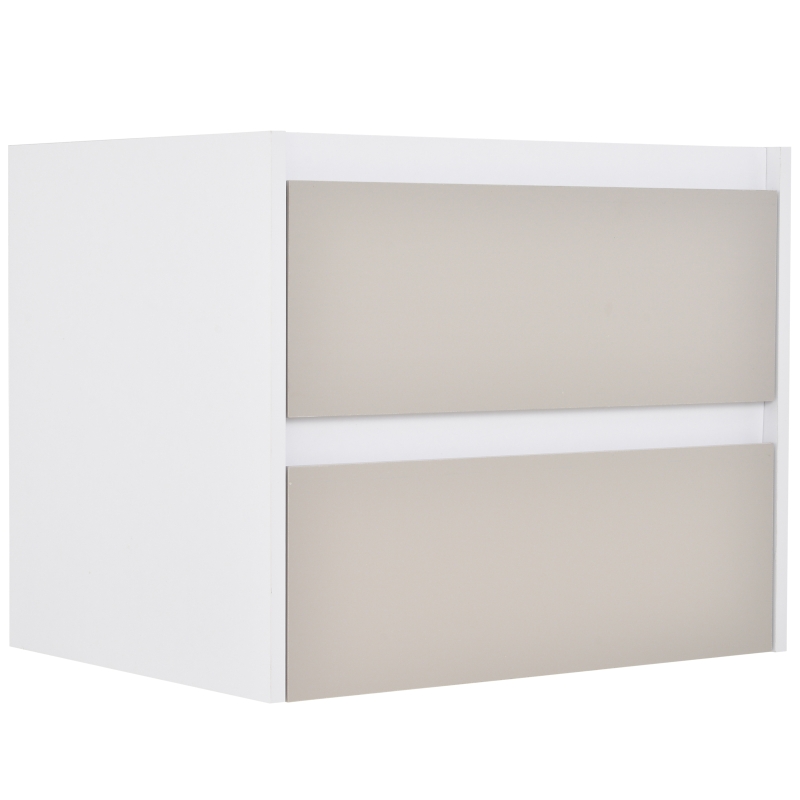 kleankin 2 Drawer Hanging Bathroom Cabinet Storage Open Top Melamine Surface Home Bathroom Organisation - White