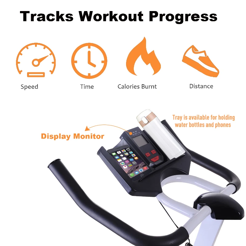 HOMCOM 8kg Spinning Flywheel Exercise Bike Aerobic Training Indoor Cycling Stationary Cardio Workout Home Fitness Racing Machine with Adjustable Resistance Pad Holder