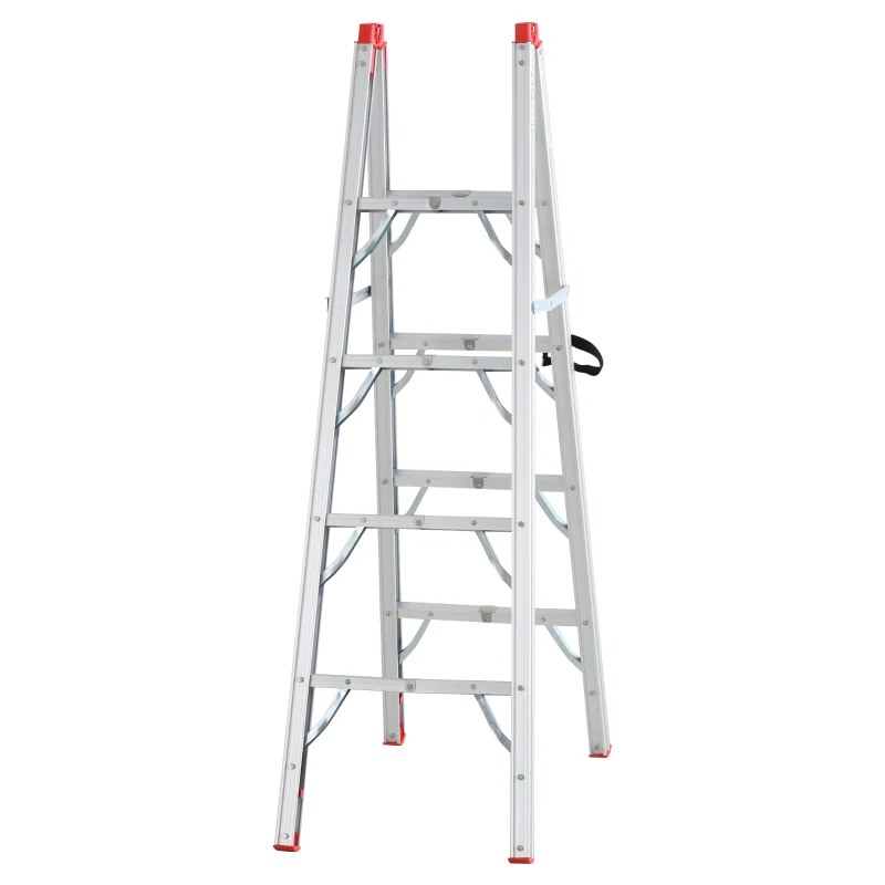 HOMCOM Folding Aluminum Alloy Ladder Step Stool with 4 Platform Plates Multi-Purpose, for Indoor and Outdoor 150kg, Silver