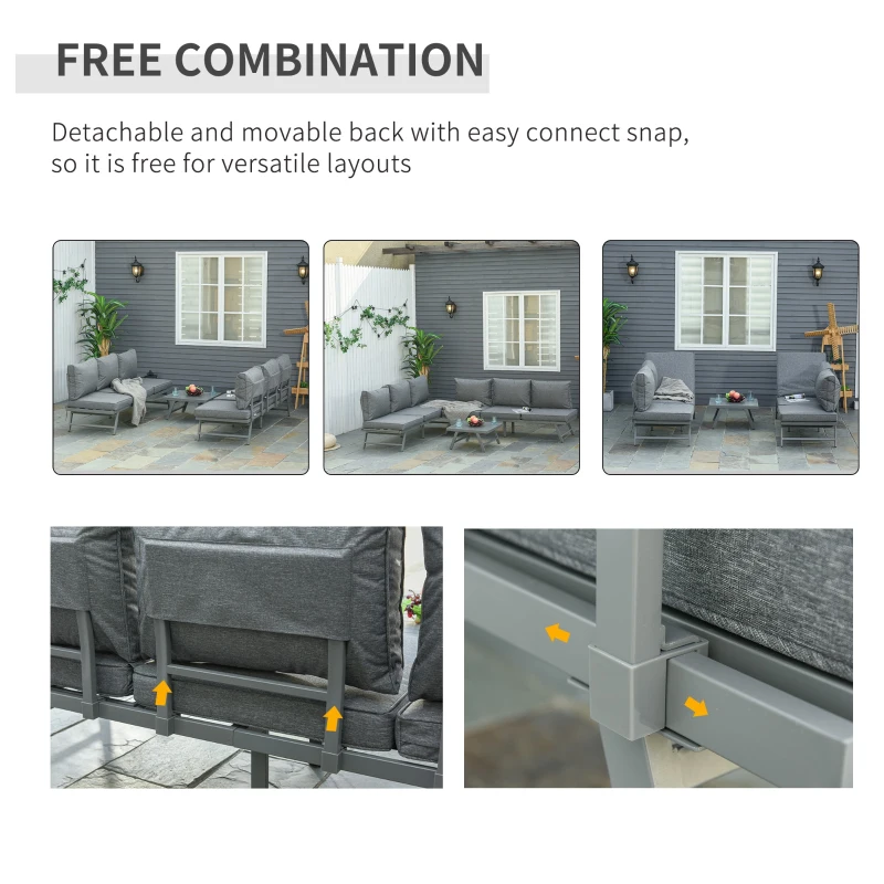 Outsunny 3 Pcs Garden Seating Set w/ Sofa Lounge Coffee Table Outdoor Patio Furniture