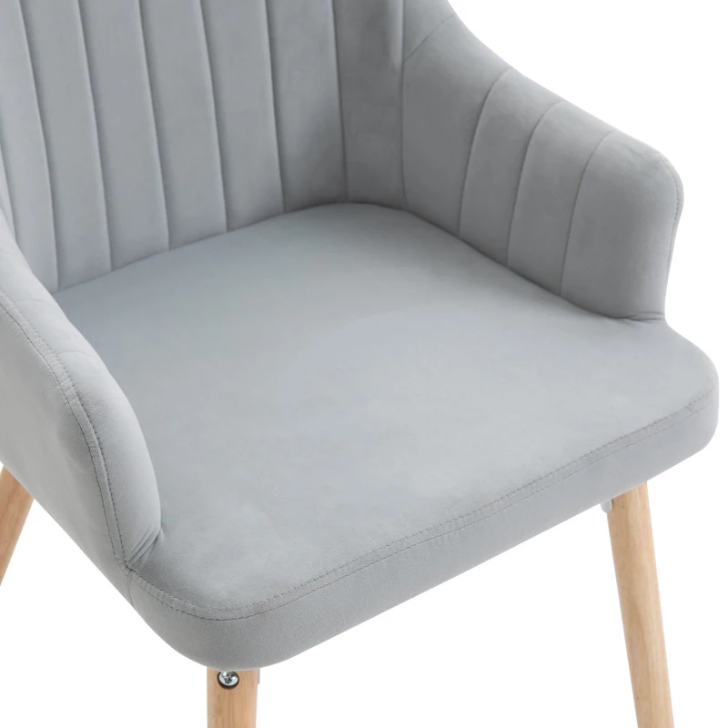 HOMCOM Faux Velvet Upholstered Twin-Pair Dining Chairs Grey