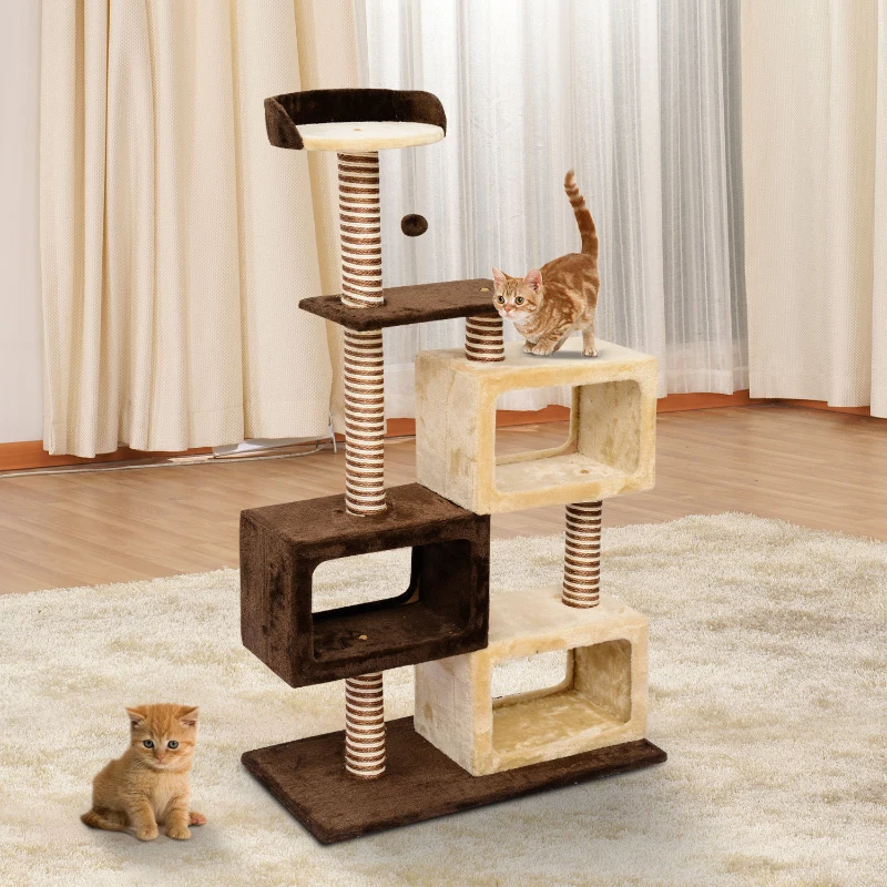 HOMCOM Cat Scratching  Activity Centre-Coffee/Beige, M size