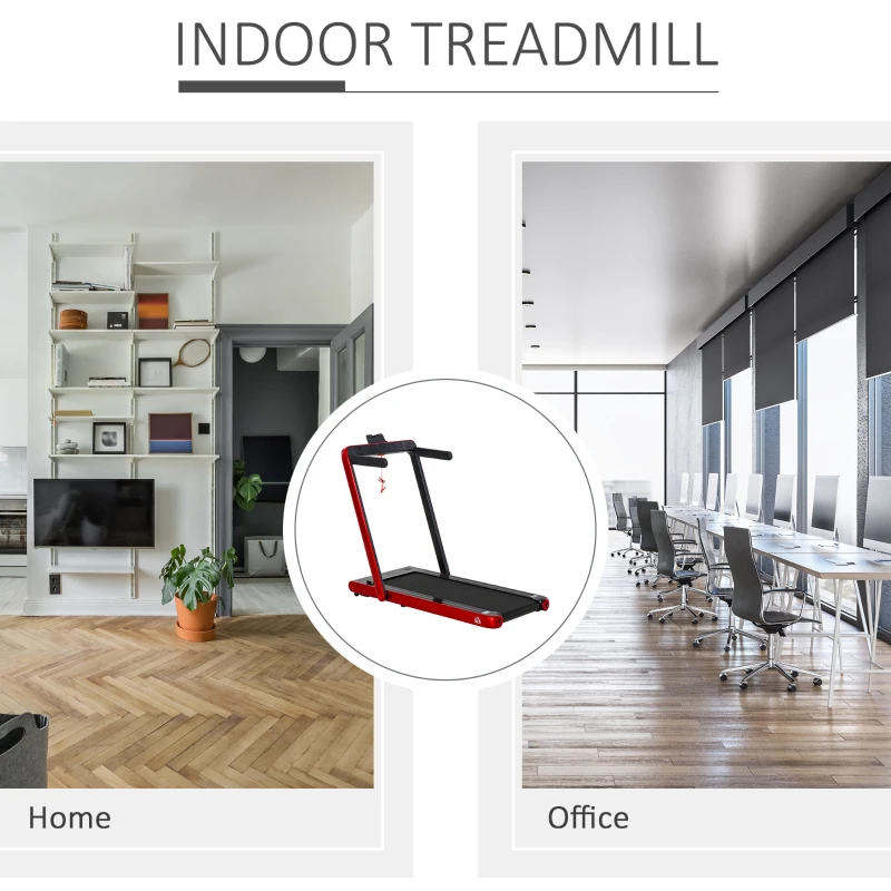 HOMCOM 2.25HP Electric Folding Treadmill, 2-In-1 Running Walking Jogging Machine, with LED Display, Remote Control for Home Office Use, Red