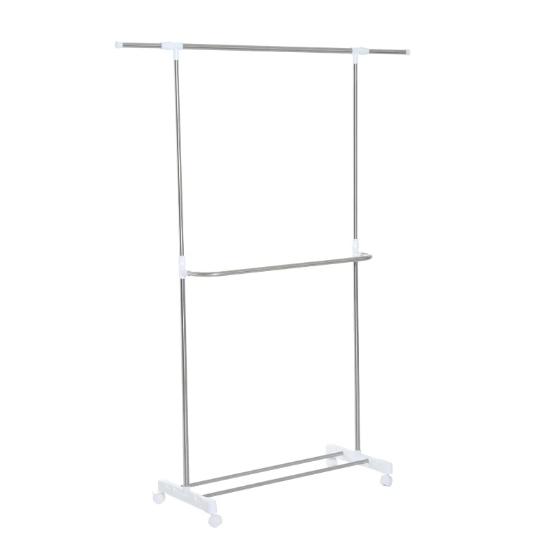HOMCOM 40D×(103-178)H × (97-138)W cm Extendable Clothes Hanger W/Wheels-White