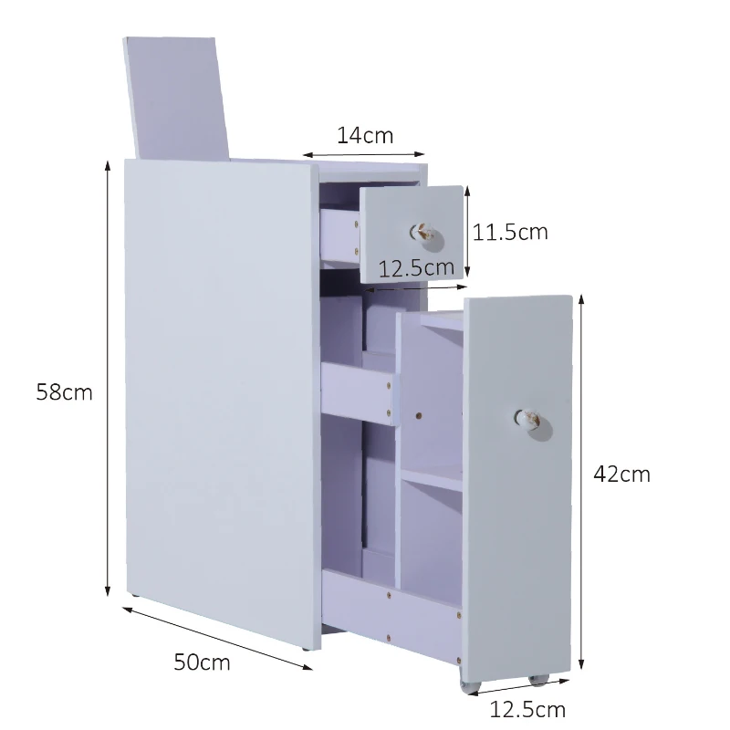 HOMCOM Bathroom Floor 2-Drawers Storage Unit-White