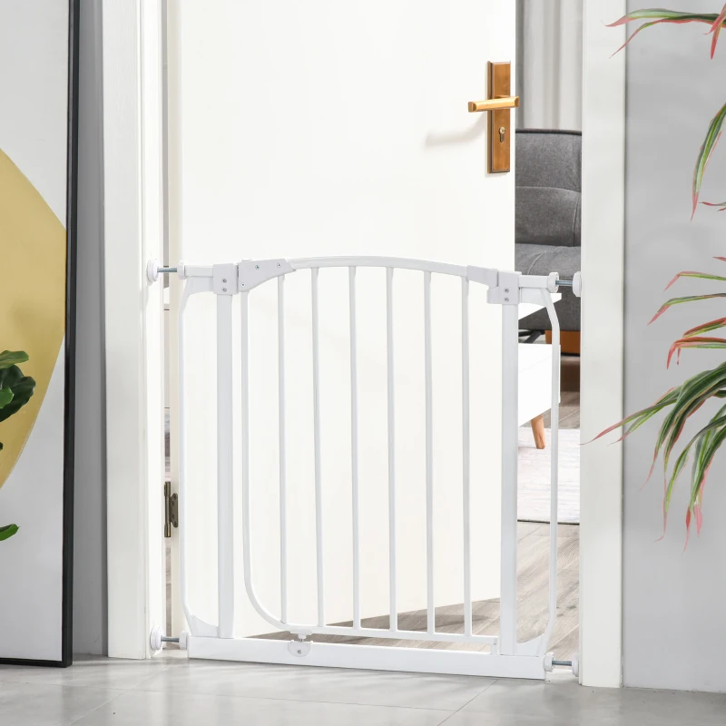 HOMCOM Baby Safety Gate Stair Barrier Pressure Fit Home Doorway Corridors Room Divider Guard with Adjusting Screws White 72.5 x 71cm
