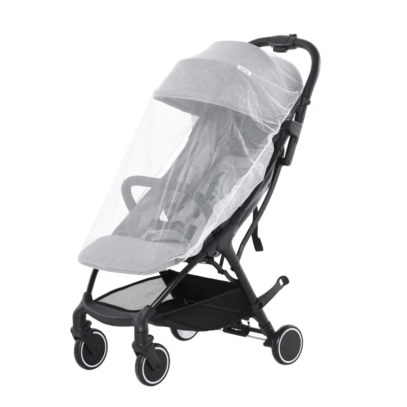 HOMCOM Baby Stroller One-click Foldable Travel Pushchair with Five-Point Harness Lightweight Compact Toddler Buggy for 0-36 Months, Grey