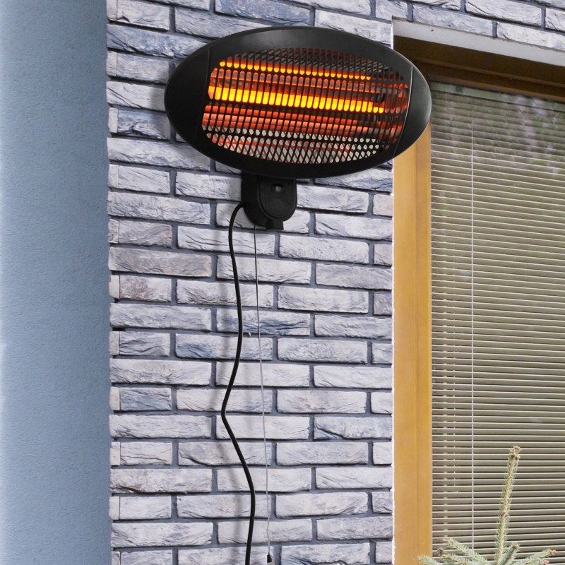 Outsunny Wall Mount Electric Infrared Patio Heater, 220V-240V-Black