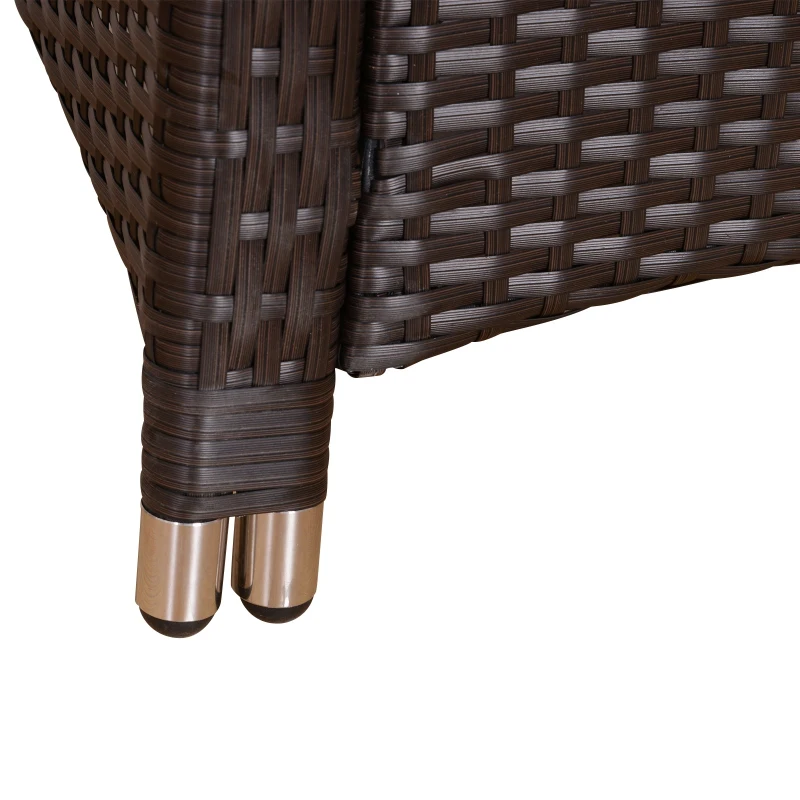 Outsunny 3 Pieces Rattan Bistro Set, Wicker Garden Furniture Set with Aluminium Frame, Cover, Glass Top Coffee Table, Chairs and Cushions for Outdoor, Patio, Balcony, Cream White