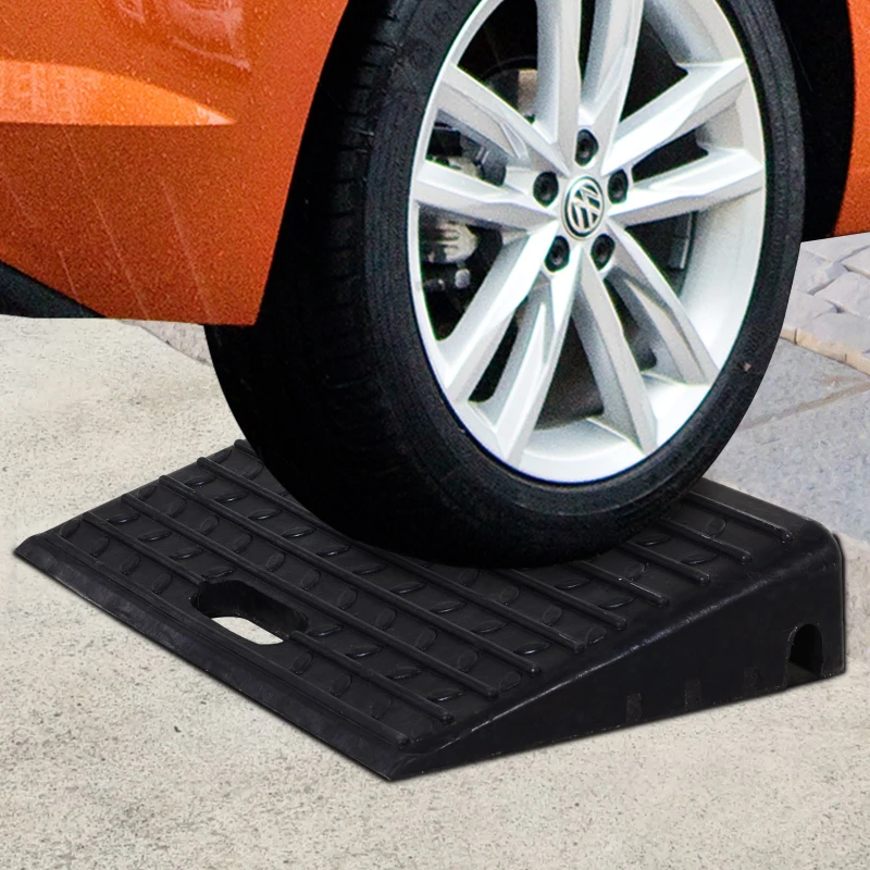 HOMCOM Set of 2 Rubber Kerb Ramps for Car Caravan Trailer Wheelchair Disabled Accessory Mobility Threshold Ramps