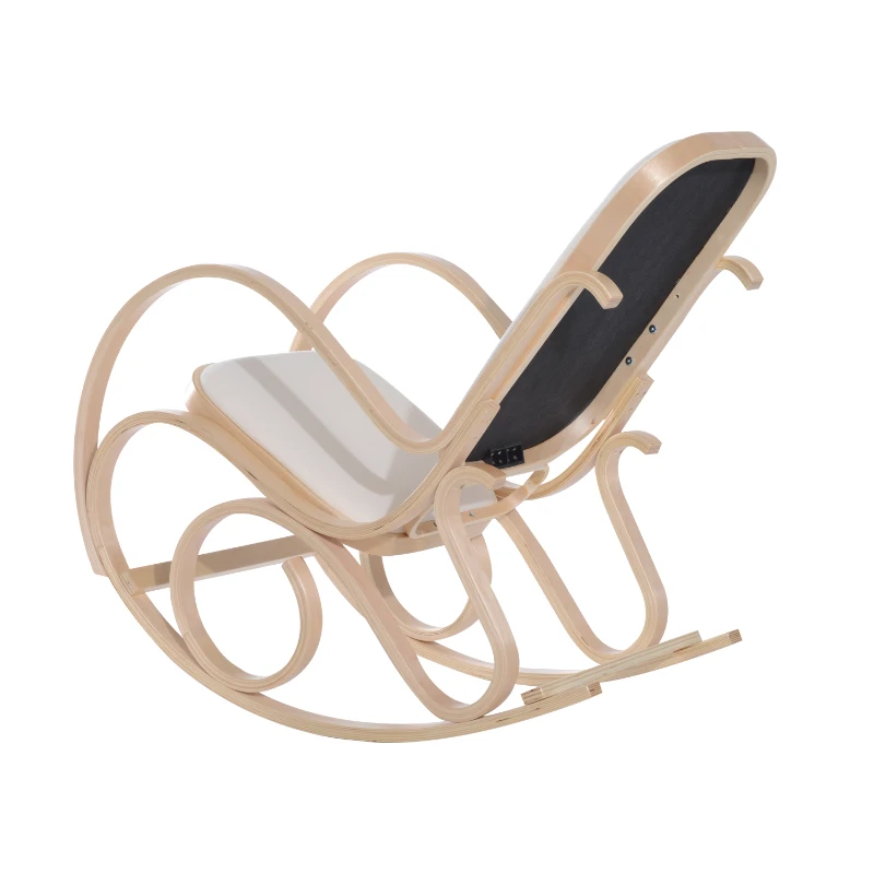 HOMCOM Antique Rocker Wooden Rocking Chair Lounger Relaxing Seating Leisure Lounging Padded Seat Classic Furniture
