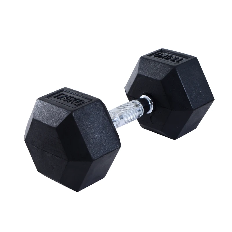 HOMCOM Rubber Hexagonal Dumbbell,1 pc x 17.5 kg
