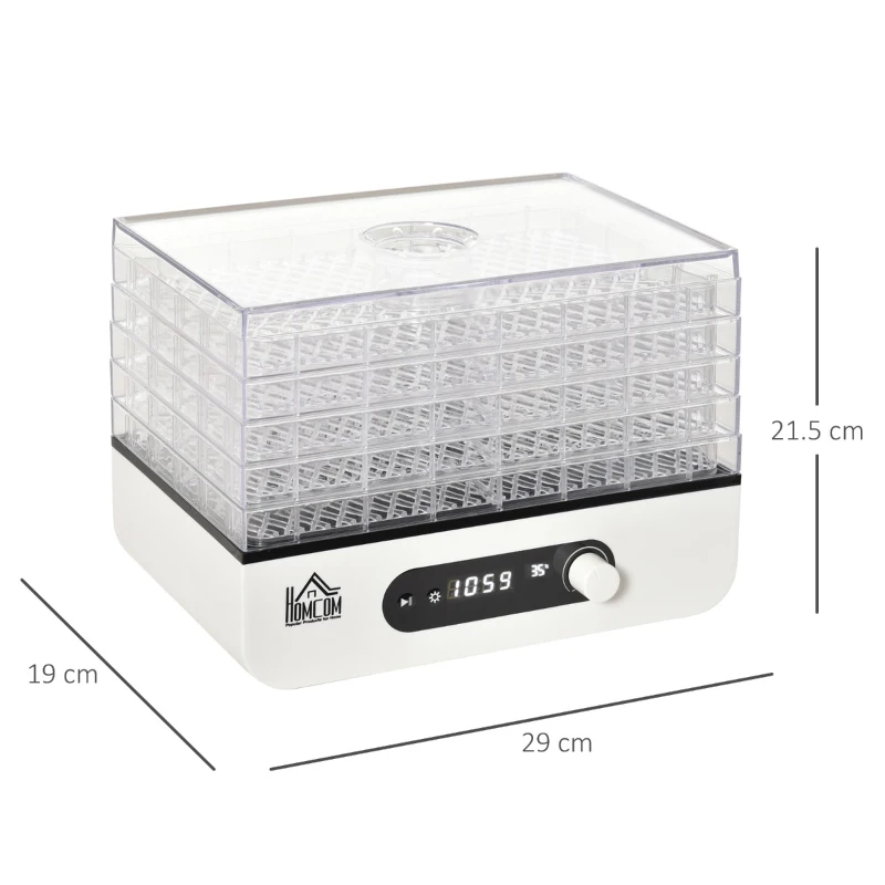 HOMCOM 5 Tray Food Dehydrator Fruit Dryer Machine with Adjustable Temperature Timer for Vegetables Meat