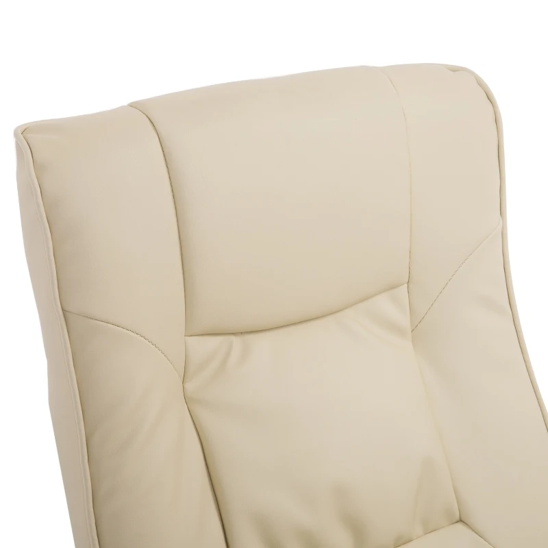HOMCOM Executive Recliner Chair High Back Swivel Armchair Lounge Seat w/ Footrest Stool (Cream)