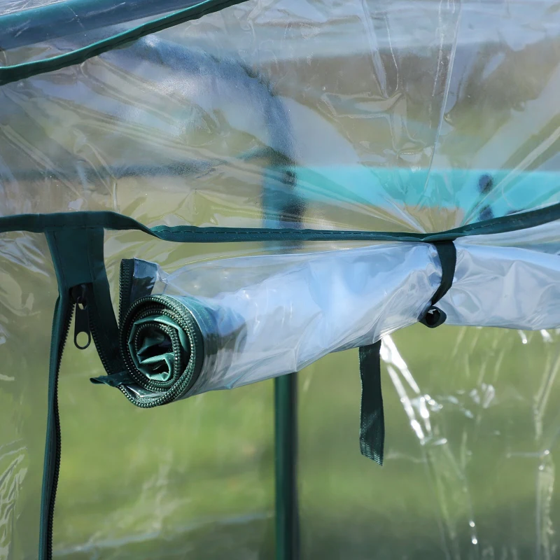 Outsunny 4 Tiers Mini Portable Greenhouse Plant Grow Shed Metal Frame PVC Cover 160H x 70L x 50Wcm