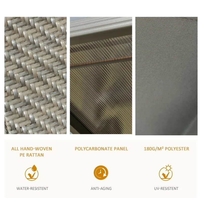 Outsunny 3 Seater Rattan Swing Chair Garden Swing Bench Patio Outdoor Hanging Porch Swing with Adjustable Canopy, Aluminum Frame, Brown