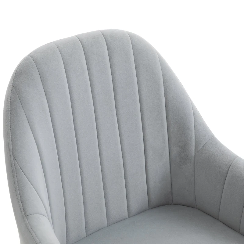 HOMCOM Faux Velvet Upholstered Twin-Pair Dining Chairs Grey