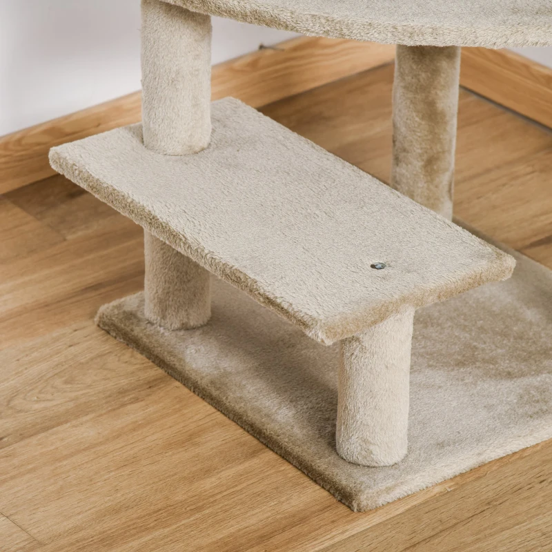 PawHut Cat Tree Tower for Indoor Cats 100cm Climbing Kitten Activity Centre with Sisal Scratching Post Perch Roomy Condo Hammock Bed Hanging Toy, Brown