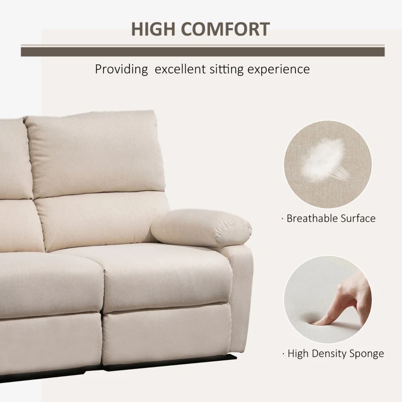 HOMCOM Modern Manual Recliner Sofa Reclining Couch Linen Fabric Overstuffed Upholstered Home Theater with Footrest, 2 Seater