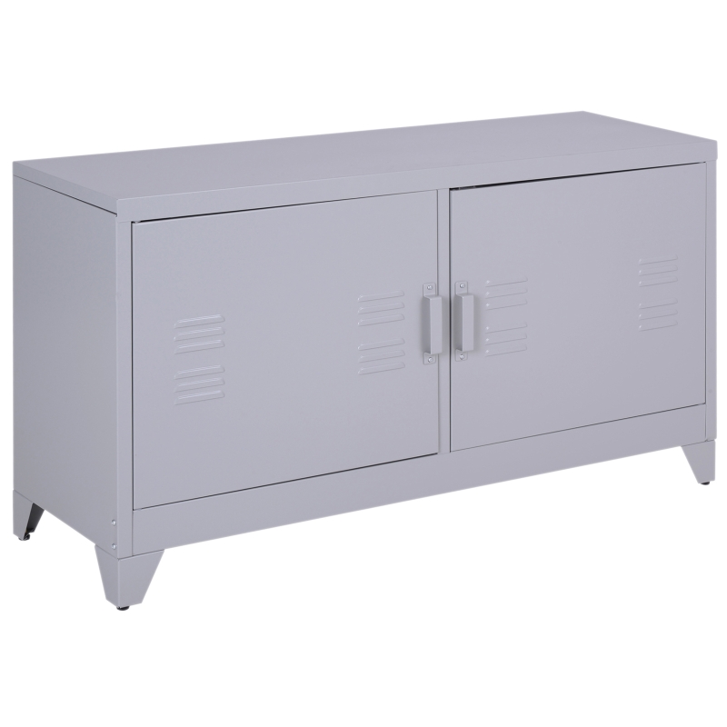 HOMCOM TV Stand, 119Wx40Dx63.5H cm, Cold Rolled Steel-Grey
