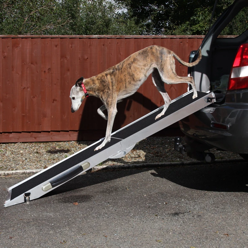 HOMCOM 4FT Aluminium Folding Pet Ramp-Black/Silver