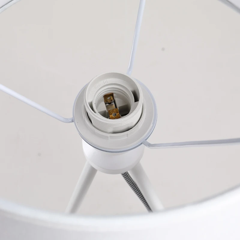 HOMCOM 40W Tripod Table Lamp Metal Base Fabric Shade Warm Light Bedroom Living Room Home w/ Switch Anti Slip Feet White