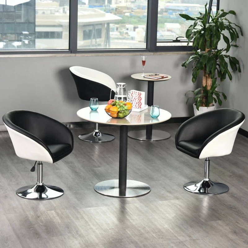 HOMCOM PU Leather Upholstered Twin-Pair Tub Bar Stools Black