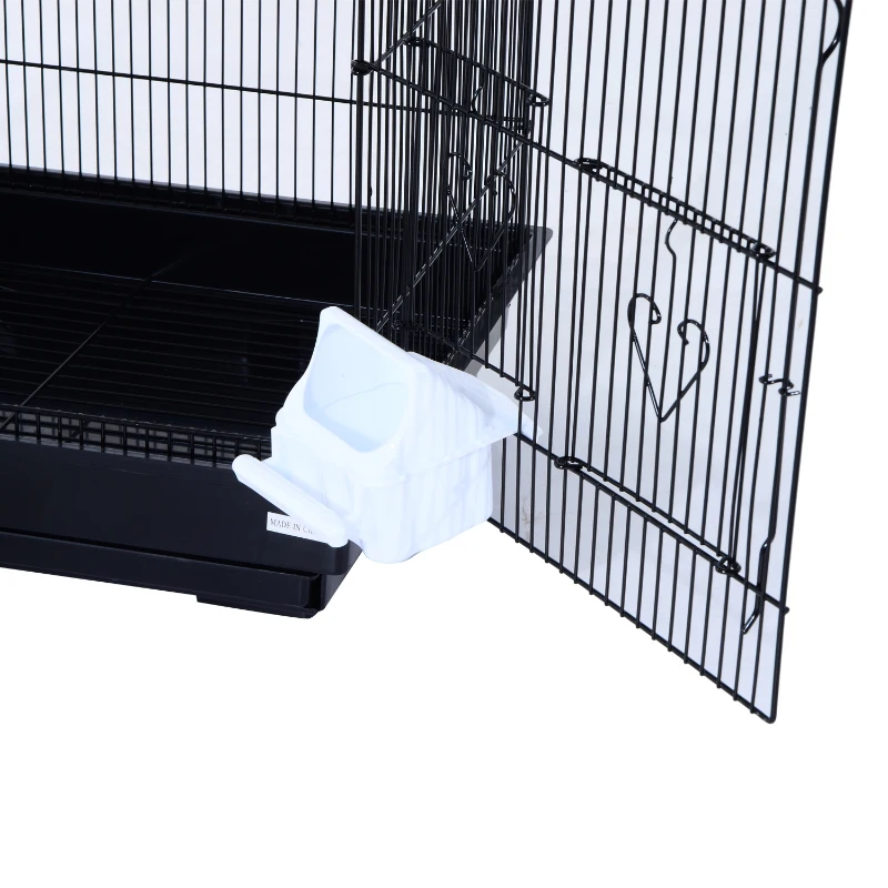 PawHut Large Metal Bird Cage for Parrot Parakeet Macaw Pet Supply Black 47.5L x 36W x 91H (cm)