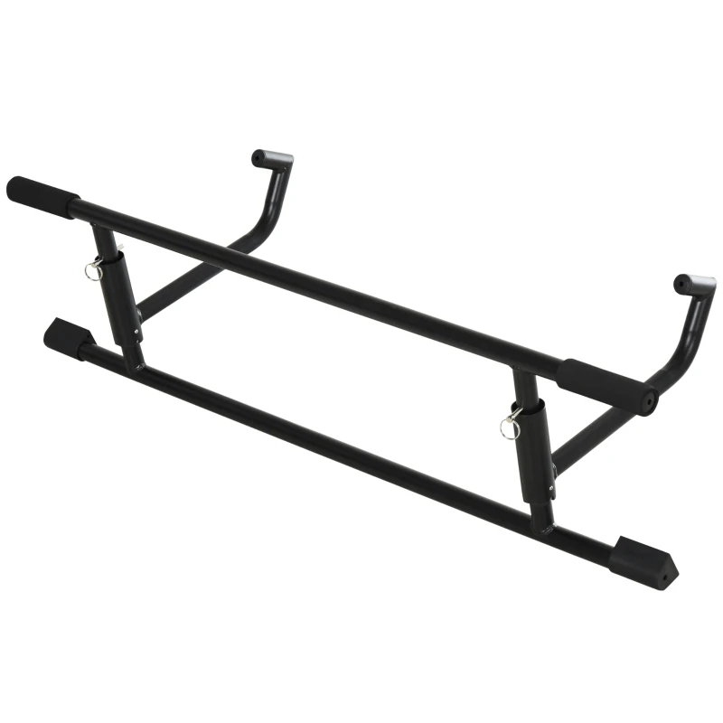 HOMCOM 102cm Home Door On Ground Pull-Up Bar with Metal Foam Handle Gym Exercise Safe Sturdy System Foldable Black