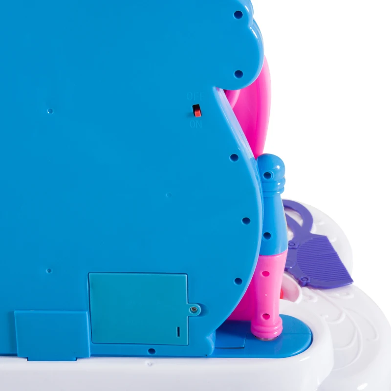 HOMCOM Kids Piano Dressing Table W/Stool Set-Pink/Blue