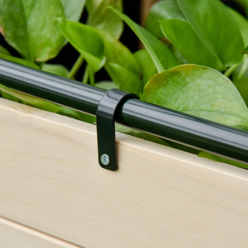 Outsunny Raised Garden Bed Outdoor Elevated Wood Planter Box w/ PE Cover, Natural
