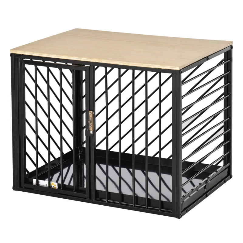 PawHut Heavy Duty Steel Dog Crate Mini Small Dog Kennel Two Doors Tray Large Top Pet Cage 61L x 44W x 49H cm