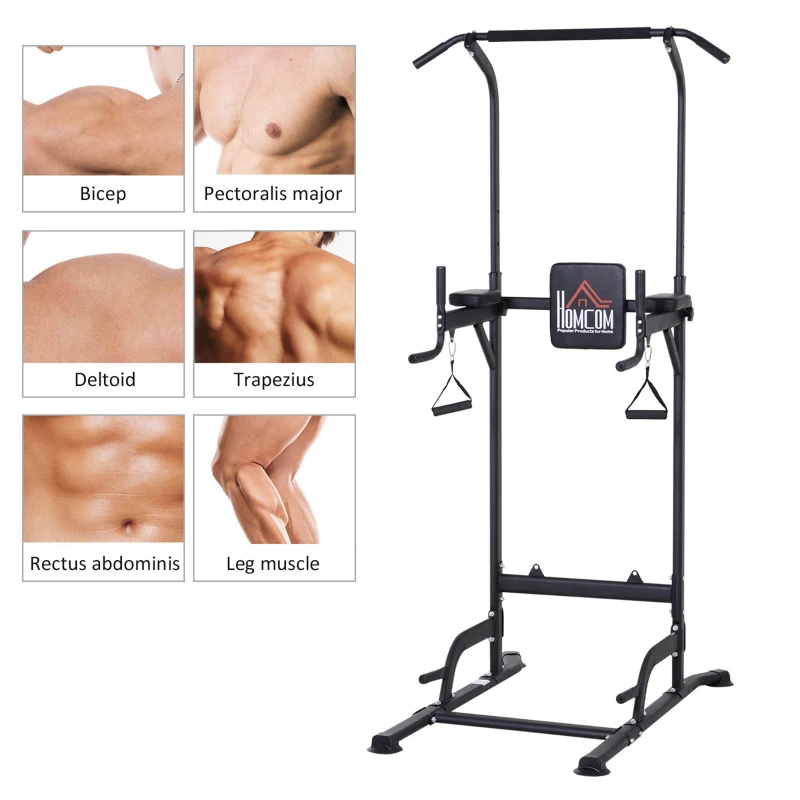 HOMCOM Multi-Function Power Tower Home Gym Equipment-Black