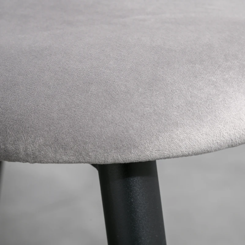 HOMCOM Dining Chairs, Set of 2, Modern Upholstered Velvet-Touch Fabric Accent High Back Chairs with Metal Legs for Kitchen, Grey