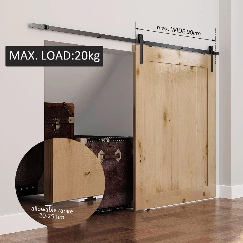 HOMCOM 180cm Sliding Track Steel Barn Wood Door Hardware Kit Cabinet Closet Hanger