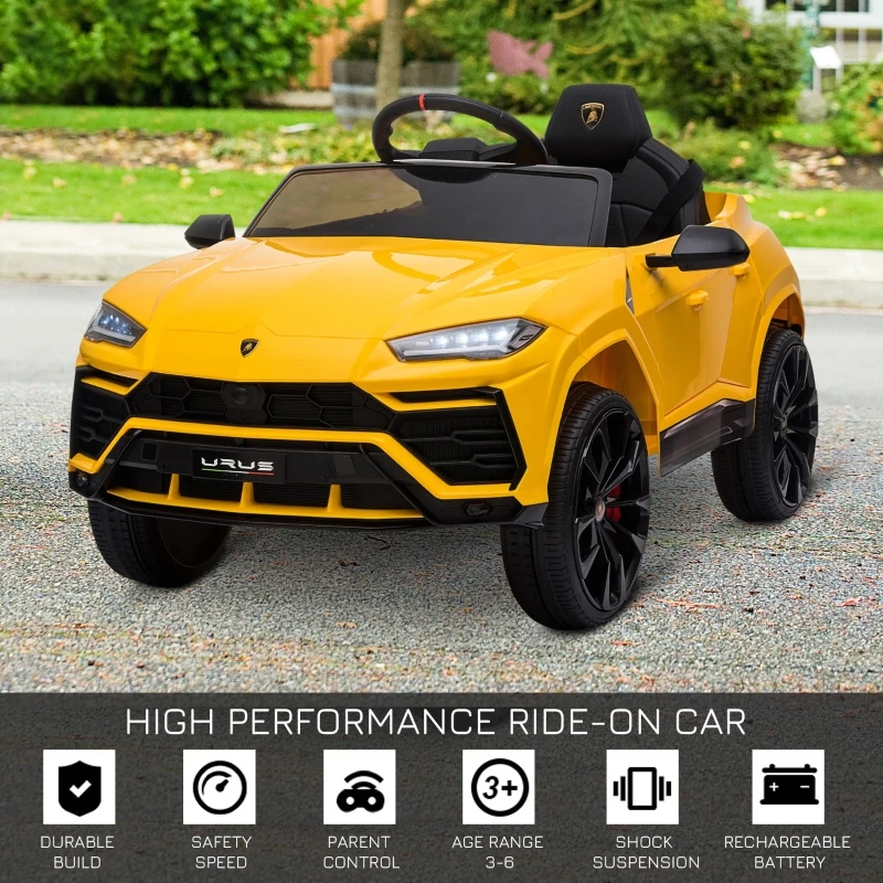 HOMCOM Kids Electric Ride On Car 12V Lamborghini Urus Car Toy w/ Remote Control