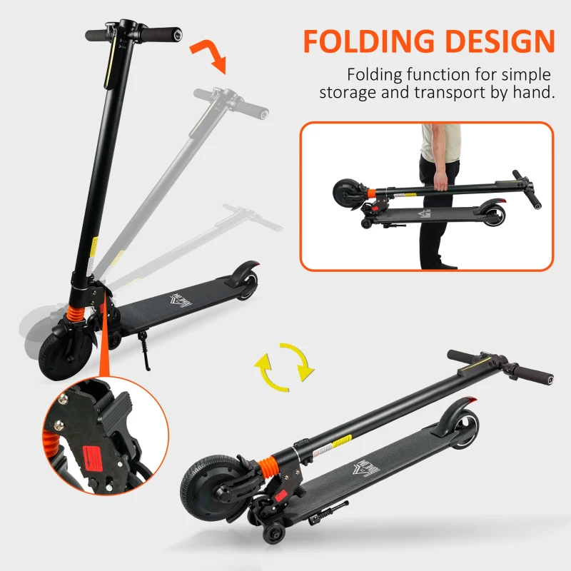 HOMCOM Adjustable Electric Scooter Aluminium Alloy Bike Speed for Adults w/ Light Black