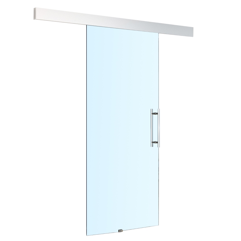 HOMCOM Sliding Door Hardware Track Kit, Tempered Glass Door