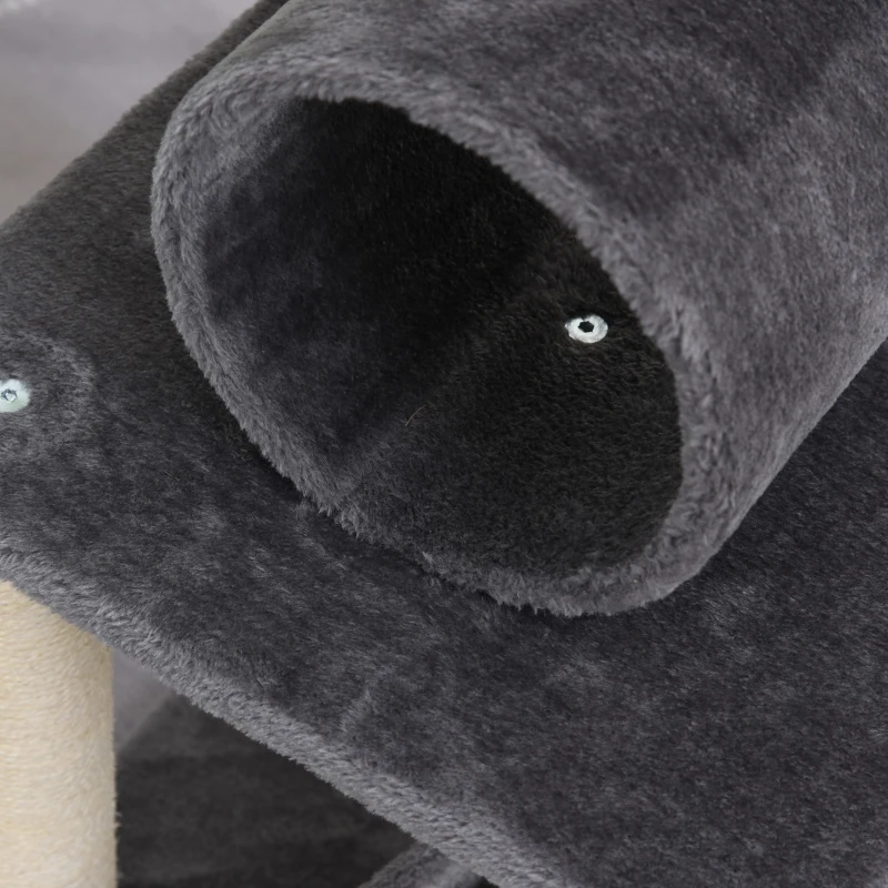 PawHut Cat Tree for Indoor Cats 121cm Kitten Tower Sisal Scratching Post Pet Activity Center Perch Condo Hanging Ball Grey