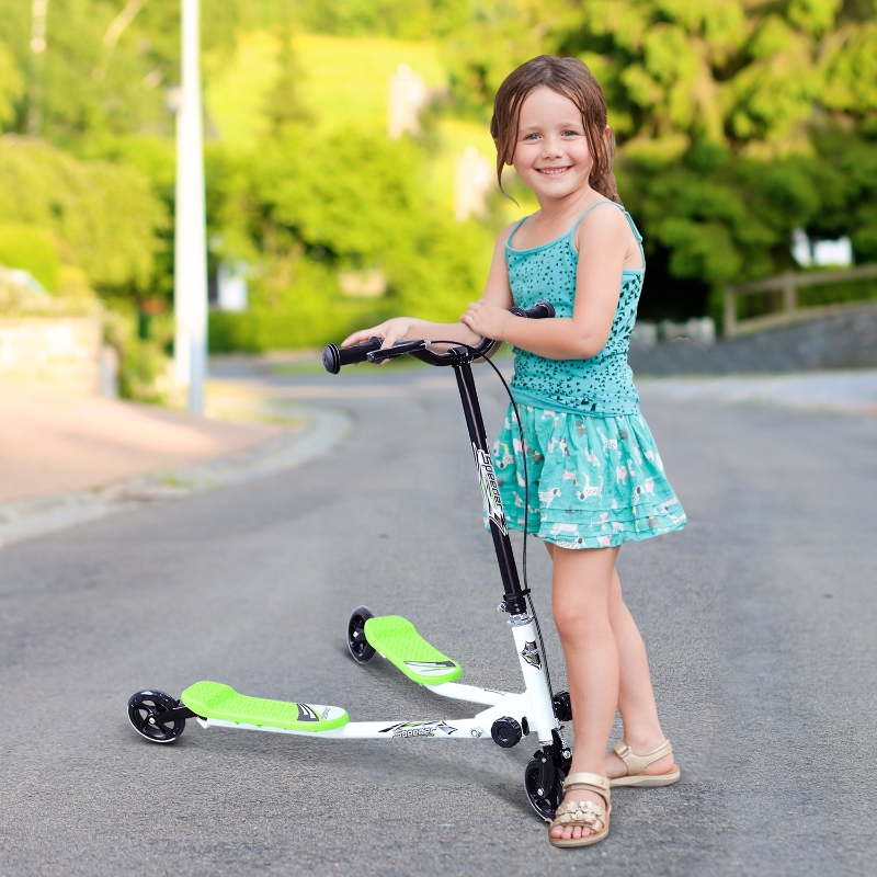 HOMCOM Kids 3 Wheels Speeder Scooter-Green