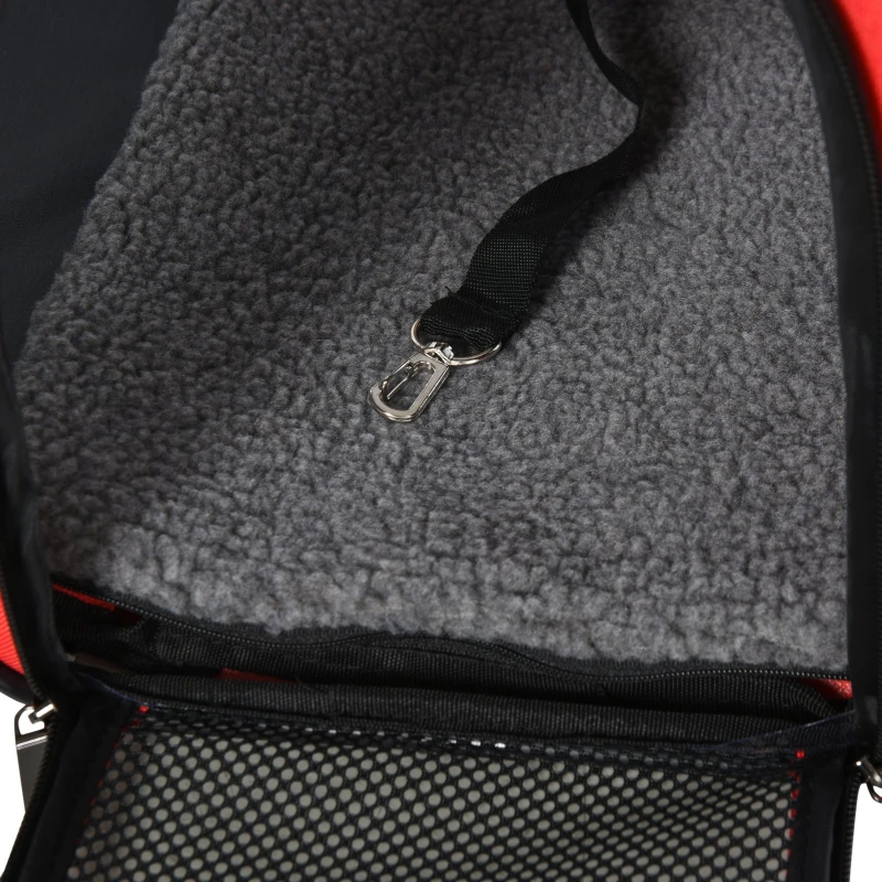 PawHut Polyester Net Expandable Small Pet Carrier Red/White