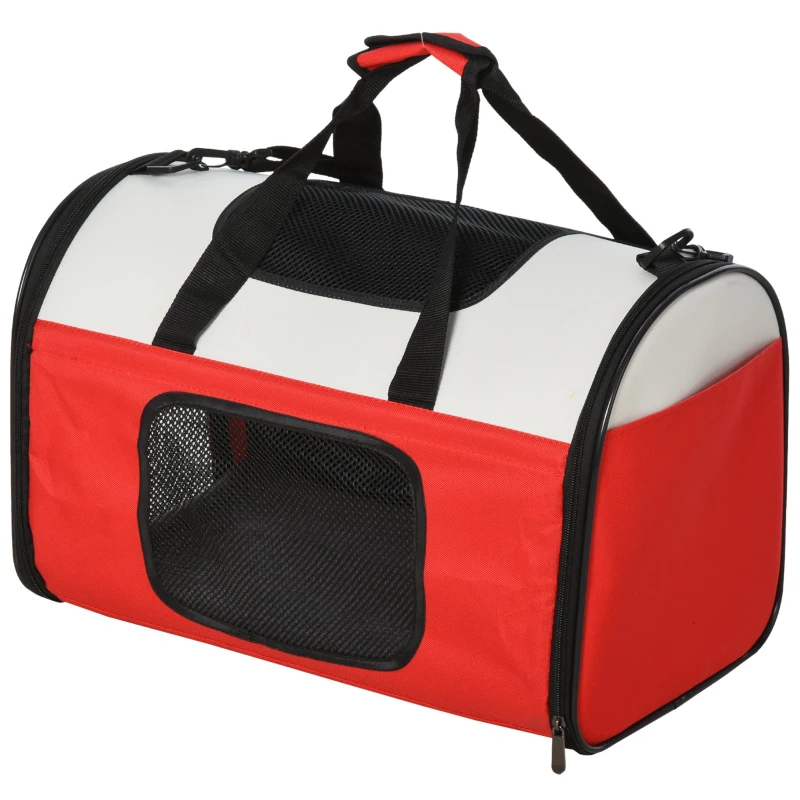 PawHut Polyester Net Expandable Medium Pet Carrier Red/White