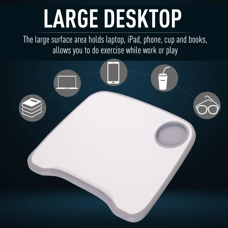 HOMCOM Steel Collapsing Portable Exercise Bike w/ Table Top Desk White