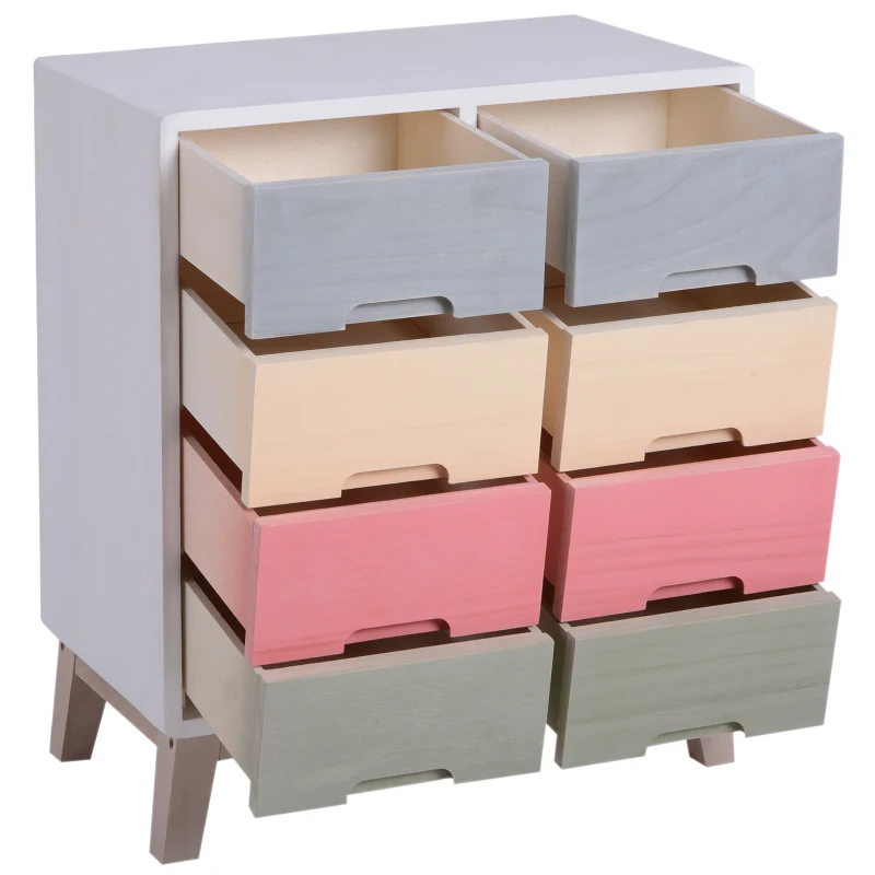 HOMCOM Chest of Drawers, 55Dx30Wx65.5 H cm, Paulownia Wood-Multicolour