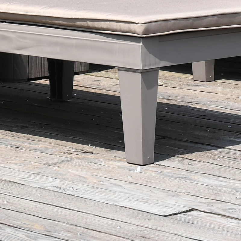 Outsunny 2PCs Patio Chaise Lounge Chair Sun Lounger with 5-Level Adjustable Back Cushion Outdoor Garden Poolside