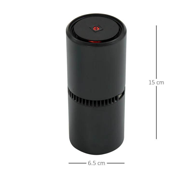 HOMCOM Portable Car Air Purifier, Low Noise Air Cleaner with 2 USB Port for Dust, Pollen, Smoke, Odor, Black