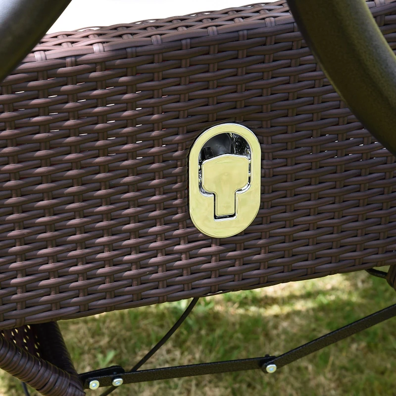 Outsunny Garden Swing 2-Seater Bench Chair-Brown