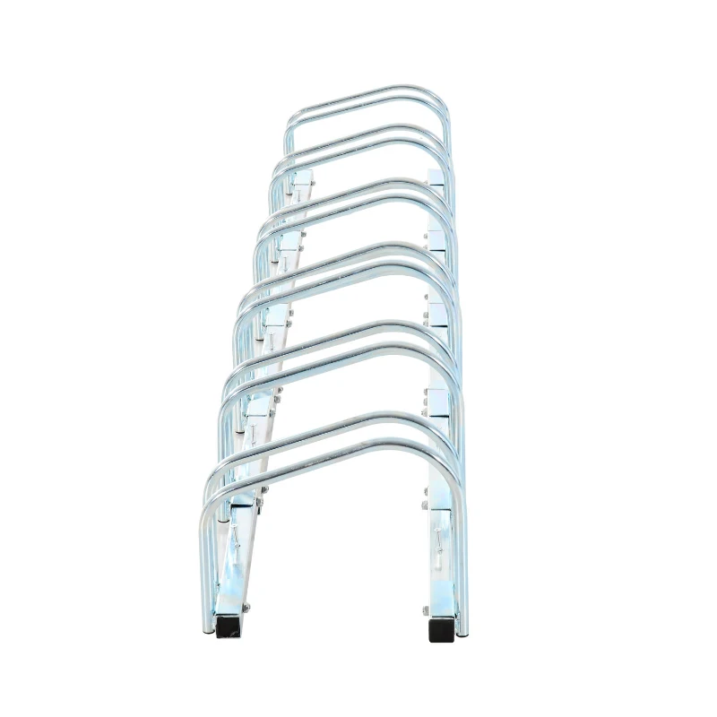 HOMCOM Bike Stand Parking Rack Floor or Wall Mount Bicycle Cycle Storage Locking Stand (6 Racks, Silver)